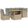 Image de vidaXL Ensemble de salon de jardin 5 pièces avec coussins Beige Poly Rattan