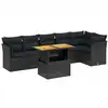 Image de vidaXL Ensemble de salon de jardin 7 pièces avec coussins noir poly rotin