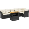 Image de vidaXL Ensemble de salon de jardin 7 pièces avec coussins noir poly rotin