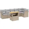 Image de vidaXL Ensemble de salon de jardin 7 pièces avec coussins Beige Poly Rattan