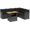 Image de vidaXL Ensemble de salon de jardin 7 pièces avec coussins noir poly rotin