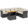 Image de vidaXL Ensemble de salon de jardin 7 pièces avec coussins noir poly rotin
