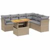 Image de vidaXL Ensemble de salon de jardin 7 pièces avec coussins Beige Poly Rattan