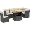 Image de vidaXL Ensemble de salon de jardin 7 pièces avec coussins noir poly rotin