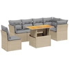 Image de vidaXL Ensemble de salon de jardin 7 pièces avec coussins Beige Poly Rattan