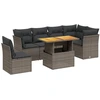 Image de vidaXL Ensemble de salon de jardin 7 pièces avec coussins Gris Poly rotin