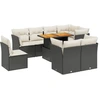 Image de vidaXL Ensemble de salon de jardin 9 pièces avec coussins noir poly rotin