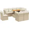 Image de vidaXL Ensemble de salon de jardin 9 pièces avec coussins beige Poly rotin
