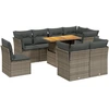 Image de vidaXL Ensemble de salon de jardin 9 pièces avec coussins Gris Poly rotin