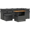 Image de vidaXL Ensemble de salon de jardin 7 pièces avec coussins noir poly rotin