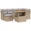 Image de vidaXL Ensemble de salon de jardin 7 pièces avec coussins Beige Poly Rattan