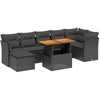 Image de vidaXL Ensemble de jardin canapé 8 pièces avec coussins noir poly rotin