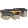 Image de vidaXL Ensemble de jardin canapé 8 pièces avec coussins Gris Poly rotin