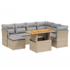 Image de vidaXL Ensemble de jardin canapé 8 pièces avec coussins Beige Poly Rattan