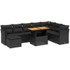 Image de vidaXL Ensemble de salon de jardin 9 pièces avec coussins noir poly rotin
