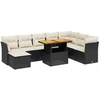 Image de vidaXL Ensemble de salon de jardin 9 pièces avec coussins noir poly rotin