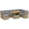 Image de vidaXL Ensemble de salon de jardin 9 pièces avec coussins beige Poly rotin