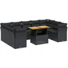Image de vidaXL Ensemble de 10 canapés de jardin avec coussins noir poly rotin