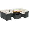 Image de vidaXL Ensemble de 10 canapés de jardin avec coussins noir poly rotin