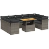 Image de vidaXL Ensemble de salon de jardin 10 pièces avec coussins Gris Poly Rattan
