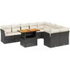 Image de vidaXL Ensemble de 10 canapés de jardin avec coussins noir poly rotin