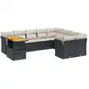 Image de vidaXL Ensemble de 10 canapés de jardin avec coussins noir poly rotin