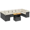 Image de vidaXL Ensemble de salon de jardin 11 pièces avec coussins noir poly rotin