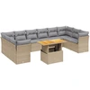 Image de vidaXL Ensemble de salon de jardin 11 pièces avec coussins Beige Poly Rattan