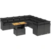 Image de vidaXL Ensemble de salon de jardin 11 pièces avec coussins noir poly rotin