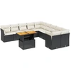 Image de vidaXL Ensemble de salon de jardin 11 pièces avec coussins noir poly rotin