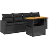 Image de vidaXL Ensemble de salon de jardin 5 pièces avec coussins noir poly rotin