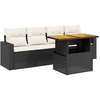 Image de vidaXL Ensemble de salon de jardin 5 pièces avec coussins noir poly rotin