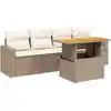 Image de vidaXL Ensemble de salon de jardin 5 pièces avec coussins Beige Poly Rattan