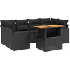 Image de vidaXL Ensemble de salon de jardin 7 pièces avec coussins noir poly rotin