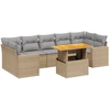 Image de vidaXL Ensemble de jardin canapé 8 pièces avec coussins Beige Poly Rattan