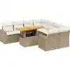 Image de vidaXL Ensemble de salon de jardin 9 pièces avec coussins beige Poly rotin
