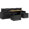 Image de vidaXL Ensemble de salon de jardin 6 pièces avec coussins noir poly rotin