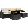Image de vidaXL Ensemble de salon de jardin 6 pièces avec coussins noir poly rotin