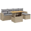 Image de vidaXL Ensemble de salon de jardin 6 pièces avec coussins Beige Poly Rattan