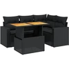 Image de vidaXL Ensemble de salon de jardin 5 pièces avec coussins noir poly rotin