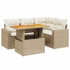 Image de vidaXL Ensemble de salon de jardin 5 pièces avec coussins Beige Poly Rattan