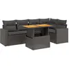 Image de vidaXL Ensemble de salon de jardin 6 pièces avec coussins noir poly rotin