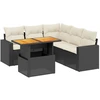 Image de vidaXL Ensemble de salon de jardin 6 pièces avec coussins noir poly rotin