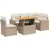 Image de vidaXL Ensemble de salon de jardin 6 pièces avec coussins Beige Poly Rattan