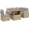 Image de vidaXL Ensemble de salon de jardin 6 pièces avec coussins Beige Poly Rattan