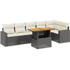 Image de vidaXL Ensemble de salon de jardin 7 pièces avec coussins noir poly rotin