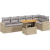 Image de vidaXL Ensemble de salon de jardin 7 pièces avec coussins Beige Poly Rattan