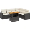 Image de vidaXL Ensemble de salon de jardin 7 pièces avec coussins noir poly rotin