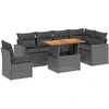 Image de vidaXL Ensemble de salon de jardin 7 pièces avec coussins noir poly rotin