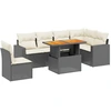 Image de vidaXL Ensemble de salon de jardin 7 pièces avec coussins noir poly rotin